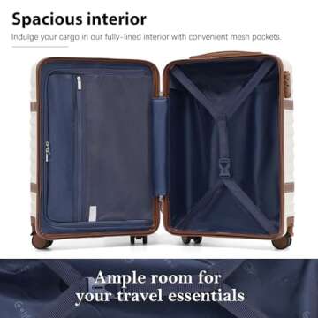 Coolife Luggage Set Suitcase Carry On Luggage PC Hardshell Luggage TSA Lock Spinner Wheels Telescopic Handle