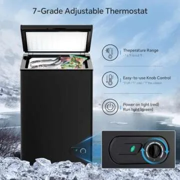 Kismile 3.5 Cu Ft Chest Freezer with Adjustable Temperature
