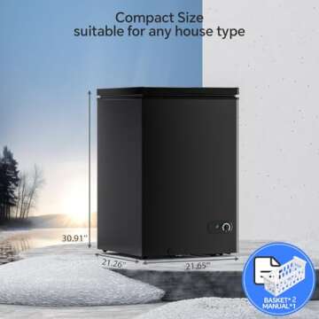 Kismile 3.5 Cu Ft Chest Freezer with Adjustable Temperature