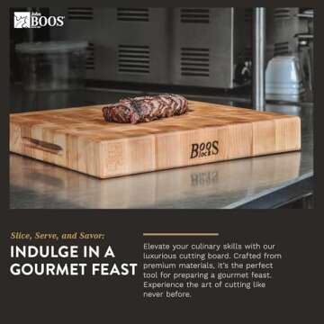 John Boos Boos Block CCB Series Large Reversible Wood Chopping Board, 3-Inch Thickness, 12" x 12" x 3", Maple