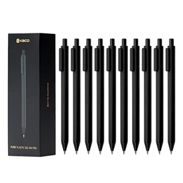 Kaco Gel Pens, 0.5 mm Fine Point, Black Ink 10 Count, Quick Dry Smooth Writing, Aesthetic Office Sup...