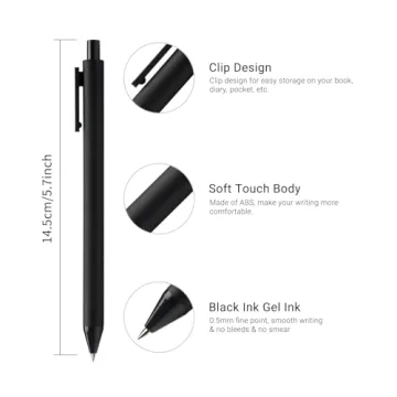 Kaco Gel Pens 0.5mm Fine Point Black Ink 10 Count