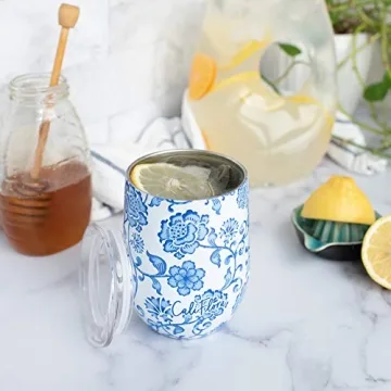 Chinoiserie Double Insulated Tumbler For Hot or Cold Drinks With 12oz Capacity