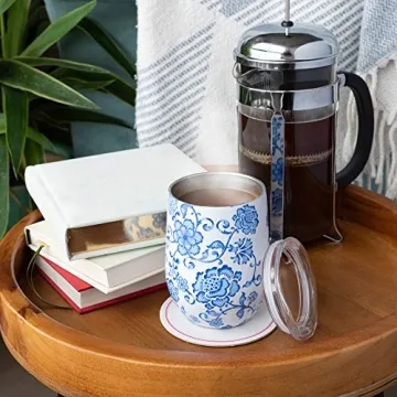 Chinoiserie Double Insulated Tumbler For Hot or Cold Drinks With 12oz Capacity