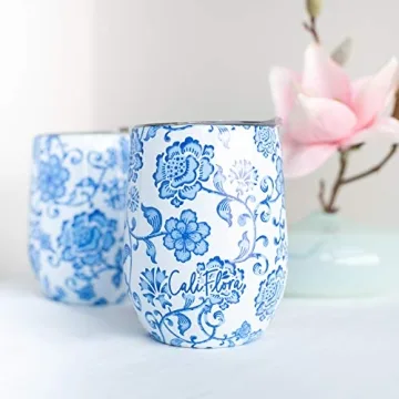 Chinoiserie Double Insulated Tumbler For Hot or Cold Drinks With 12oz Capacity