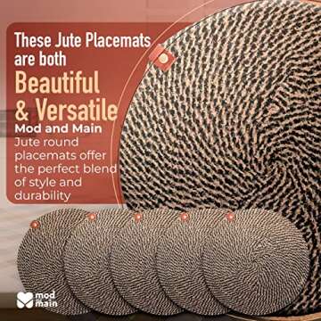 Mod and Main Jute Placemats Set of 6 – Elegant & Durable