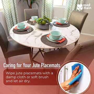 Mod and Main Jute Placemats Set of 6 – Elegant & Durable