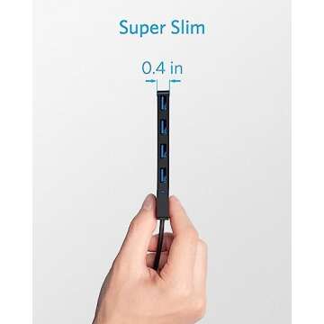 Anker 4-Port USB 3.0 Hub with 5Gbps Data Transfer, Ultra-Slim Data USB Hub [Charging Not Supported], for MacBook, iMac, Surface, Mobile HDD, and More (USB-A, 2 ft)