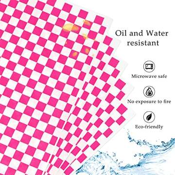 Hslife 100 Sheets Pink Checkered Deli Paper for Food Wrapping