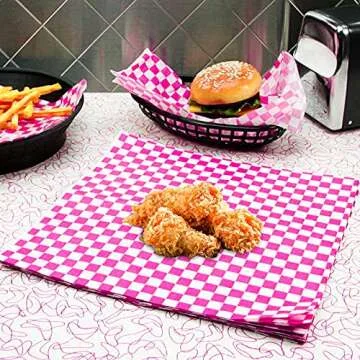 Hslife 100 Sheets Pink Checkered Deli Paper for Food Wrapping