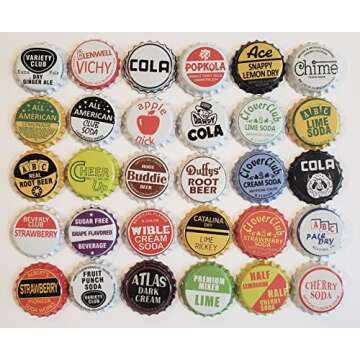 100 Soda Bottle Caps, Few Repeats, Vintage Classic Brands Soda Pop, Multiple, 1.25'' (31.75mm) (SODA-100-NEW-FEWREPEATS)