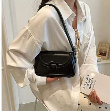Crossbody Bags for Women Vintage Clutch Purses Shoulder Bag Classic Underarm Bag Soft PU Leather