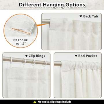 MYSKY HOME Semi Sheer Linen Curtains for Living Room