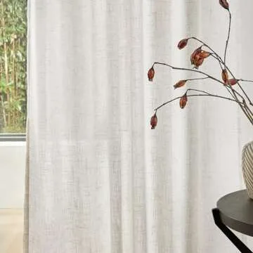 MYSKY HOME Semi Sheer Linen Curtains for Living Room