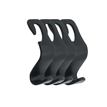 IPELY Car Seat Back Hook Auto Seat Headrest Portable Organizer Holder Hooks(Black -Set of 4)