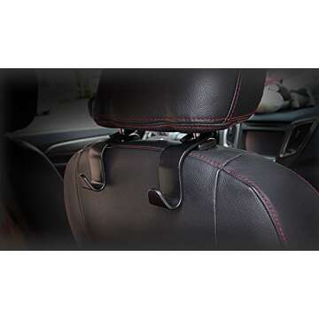 IPELY Car Seat Back Hook Auto Seat Headrest Portable Organizer Holder Hooks(Black -Set of 4)