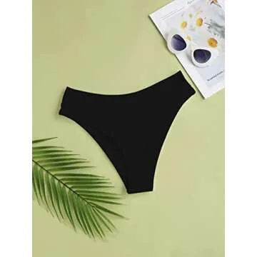 SherryDC Women's V Cut High Waisted Bikini Bottom High Leg Cut Swimsuit Bathing Suit Bottoms