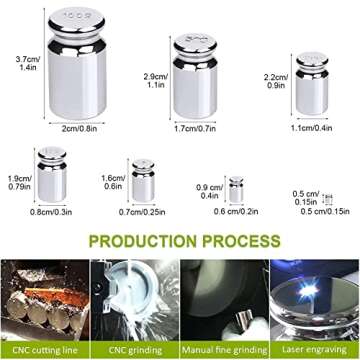 7 PCS Calibration Weights, Scale Weight Set 1g 2g 5g 10g 20g 50g 100g, Carbon Steel Small Weight for...