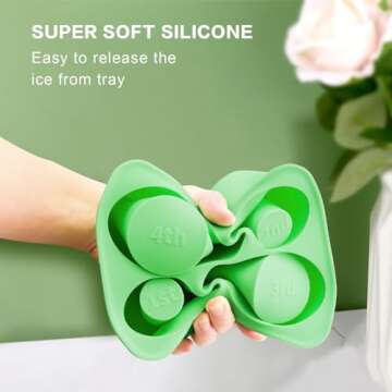 Ice Cube Tray Mold for Stanley 40oz 30oz 20oz 14oz Tumbler Accessories, Alwenid Silicone Ring Ice Maker with Lid for Freezer, Cocktails, Whiskey, Coffee and Juice, BPA Free, Dishwasher Safe(Green)