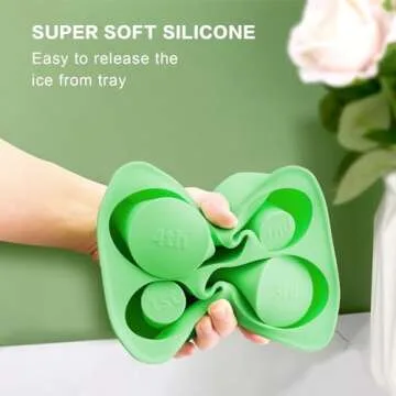 Ice Cube Tray Mold for Stanley 40oz 30oz 20oz 14oz Tumbler Accessories, Alwenid Silicone Ring Ice Maker with Lid for Freezer, Cocktails, Whiskey, Coffee and Juice, BPA Free, Dishwasher Safe(Green)
