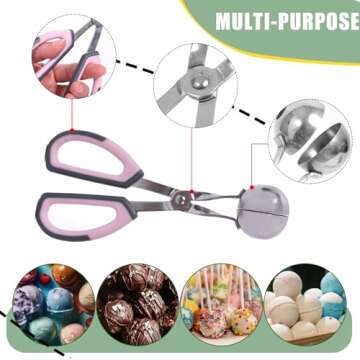 Cake Pop Maker Kit Including Lollipop Sticks and Clear Acrylic Display Stand, Metal Baller Scoop, Culinary Decorating Scooper, Clear Parcel Bags,Twist Ties