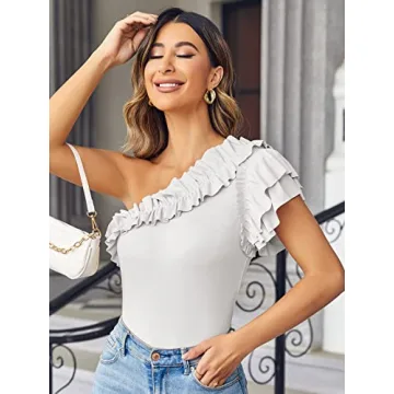 Farktop Women’s One Shoulder Ruffle Sleeve Top - Summer Style