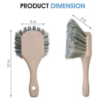 Nanoskin Professional 8.5-Inch Gentle Surface Cleaning Brush with Durable Salt & Pepper Polystyrene Bristles, Compact Short Handle, Resistant to Acids/Detergents, Perfect for Car Detailing & Home Use