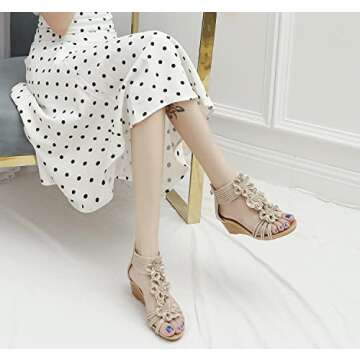 Stylish BEUTHOEM Wedge Sandals for Women - Elegant Summer Floral Comfort