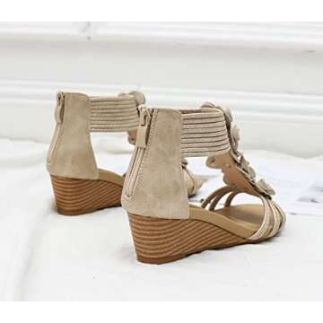 BEUTHOEM Women Wedge Sandals Gold Floral Summer Comfort