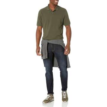 Amazon Essentials Men's Regular-Fit Cotton Pique Polo Shirt (Available in Big & Tall), Olive, X-Small