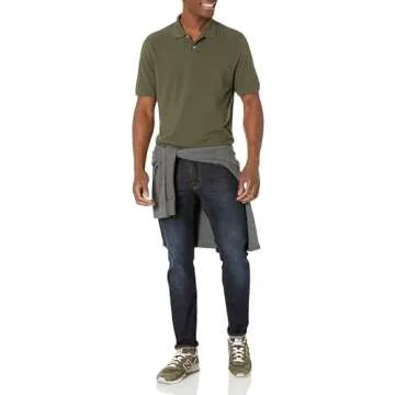 Amazon Essentials Men's Regular-Fit Cotton Pique Polo Shirt (Available in Big & Tall), Olive, X-Small