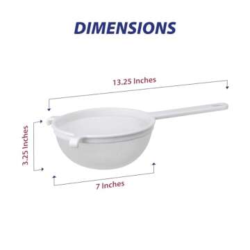 HIC 7-Inch Double-Ear Fine Mesh Strainer for Easy Straining