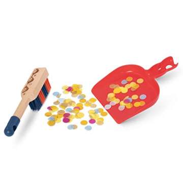 B. toys- Clean n' Play- Pretend Play Wooden Cleaning Set- Playset for Toddlers – Broom, Dustpan, Brush- 2 Years +