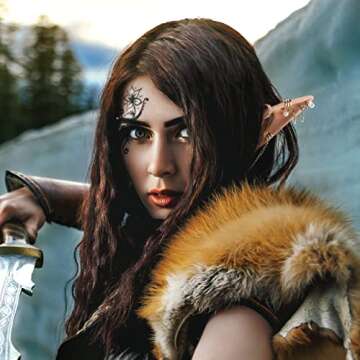 FRESHME Elf Ears with Piercings Earring Cuffs Set - Cosplay Fairy Pixie Ears with Pearl Earrings Chain Set, Non-Piercing Cartilage Ear Clip for Christmas Renaissance Halloween Custome Photoshoot