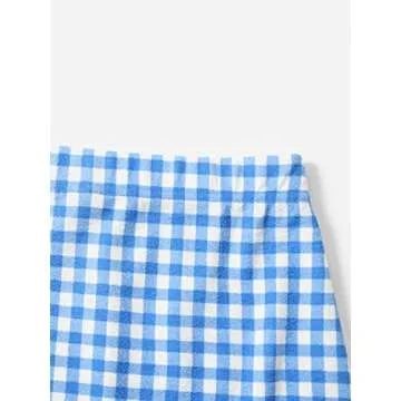 Milumia Women's Casual Plaid Ruffle Hem Mini Skirt Summer High Waisted Bodycon Skirts Blue and White X-Large