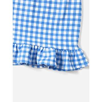 Milumia Women's Casual Plaid Ruffle Hem Mini Skirt Summer High Waisted Bodycon Skirts Blue and White X-Large