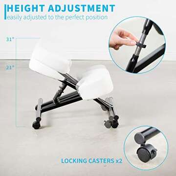 DRAGONN Ergonomic Kneeling Chair - Adjustable Comfort and Style