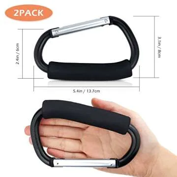 JIALEEY Grocery Bag Holder - Multi Purpose Snap Hook Set with Foam Grip, Pack of 2