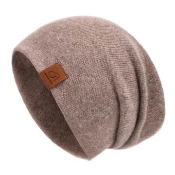 Luxury Wool Cashmere Slouchy Beanie - Warm, Reversible, Unisex Winter Hat