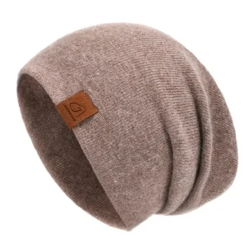 Luxury Wool Cashmere Slouchy Beanie - Warm, Reversible, Unisex Winter Hat