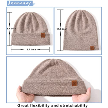 Wool Cashmere Slouchy Beanie Warm Reversible Unisex Hat