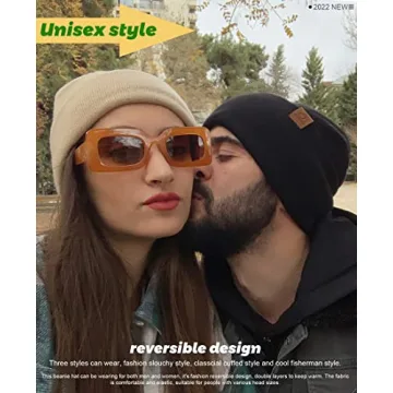 Wool Cashmere Slouchy Beanie Warm Reversible Unisex Hat