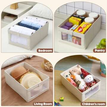 KOAZIFORU Linen Closet Organizers and Storage, Foldable Shelf Organizer with Visible Window Organiza...