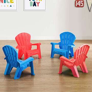 Amazon Basics Indoor/Outdoor Plastic Chair Set for Toddlers and Kids - 4-Pack, Red and Blue