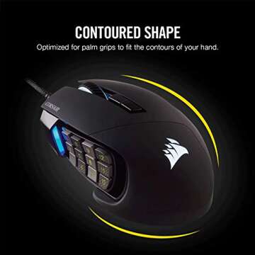 Corsair Scimitar Pro RGB - MMO Gaming Mouse - 16,000 DPI Optical Sensor - 12 Programmable Side Buttons - Black