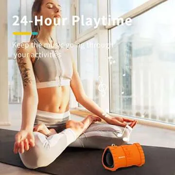 EBODA Waterproof Bluetooth Shower Speaker, Portable Wireless Outdoor Speakers with 24H Playtime, 2000mAh, IPX7 Floating for Kayak, Pool, Beach Accessories, Gifts for Men,Girls- Orange