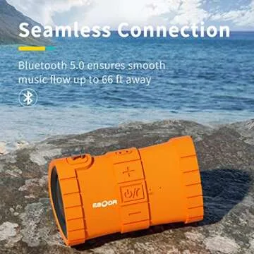 EBODA Waterproof Bluetooth Shower Speaker, Portable Wireless Outdoor Speakers with 24H Playtime, 2000mAh, IPX7 Floating for Kayak, Pool, Beach Accessories, Gifts for Men,Girls- Orange