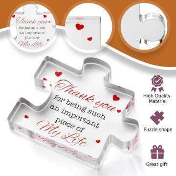 VELENTI Thank You Gifts - Engraved Acrylic Block Puzzle for Appreciation Gifts
