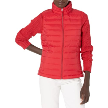 Amazon Essentials Women's Lightweight Water-Resistant Packable Puffer Vest, Red, Large
