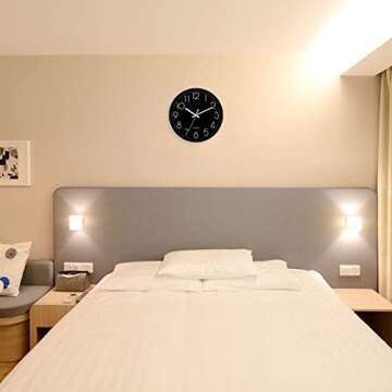 PATIKIL 12 Inch Wall Clock, Battery Operated Silent Non-Ticking Round Wall Clocks for Office Bedroom Decorative, Red